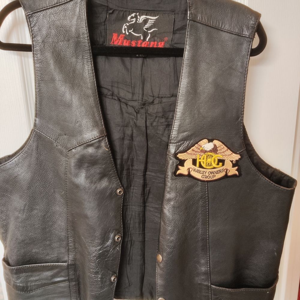 Black Leather Vest with HOG Patch